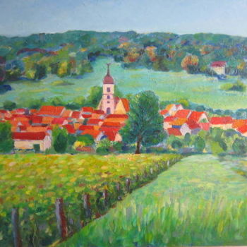 Peinture intitulée "Chariez, village co…" par Joel Jeanniot, Œuvre d'art originale, Huile