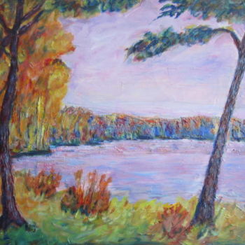 Malerei mit dem Titel "lumière rose sur l'…" von Joel Jeanniot, Original-Kunstwerk, Öl