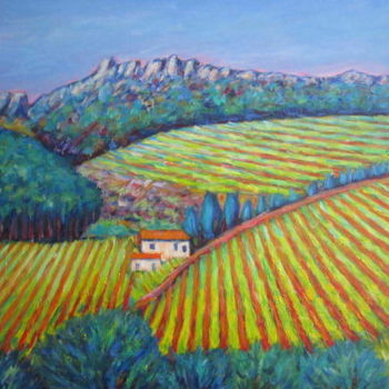 Peinture intitulée "Suzette, vignes au…" par Joel Jeanniot, Œuvre d'art originale, Huile