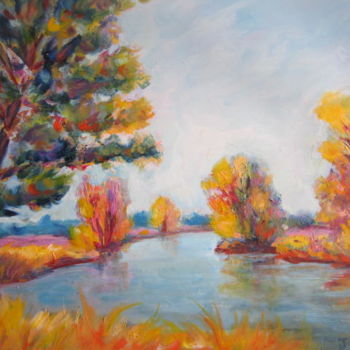 Peinture intitulée "Vent d'automne" par Joel Jeanniot, Œuvre d'art originale, Huile