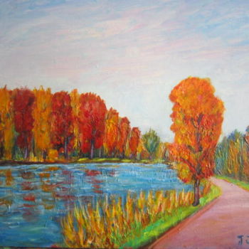 Painting titled "Etang  vers La Bruy…" by Joel Jeanniot, Original Artwork, Oil