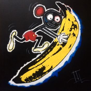 「Mick Banana」というタイトルの絵画 Joel Larribeauによって, オリジナルのアートワーク, アクリル ウッドストレッチャーフレームにマウント