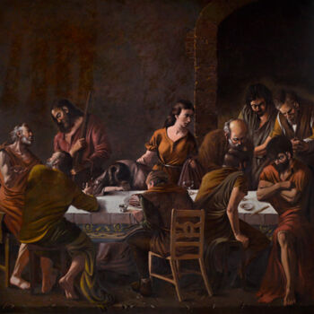 Painting titled "Last Supper" by Joel Barnett, Original Artwork, Oil