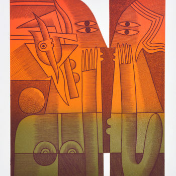 Incisioni, stampe intitolato "estampe-15.jpg  Ins…" da Joël Maurice Cazaux, Opera d'arte originale