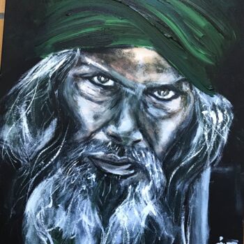 Peinture intitulée "Hindou en vert" par Joele Ardans, Œuvre d'art originale, Acrylique