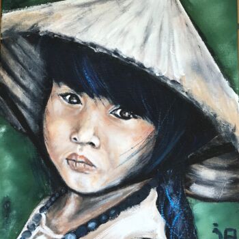Ζωγραφική με τίτλο "Petite vietnamienne" από Joele Ardans, Αυθεντικά έργα τέχνης, Ακρυλικό