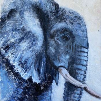 Painting titled "Blue elephant" by Joele Ardans, Original Artwork, Acrylic