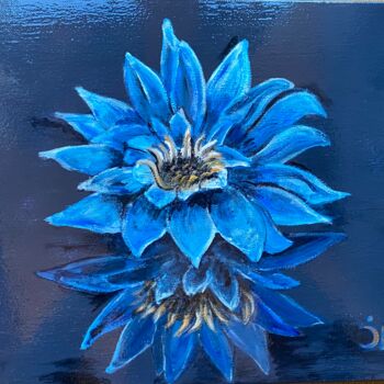 Painting titled "Blue lotus 3" by Joele Ardans, Original Artwork, Acrylic