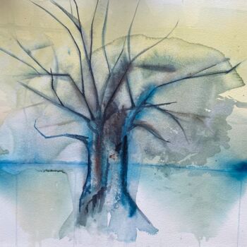 Malerei mit dem Titel "Water baobab" von Joele Ardans, Original-Kunstwerk, Aquarell