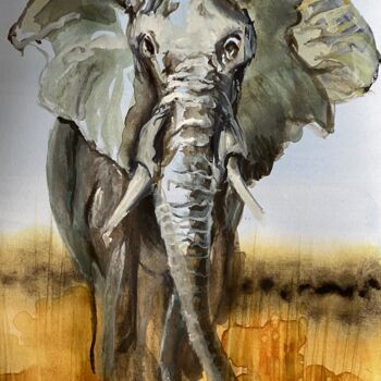 Pintura titulada "African savanna  el…" por Joele Ardans, Obra de arte original, Acuarela