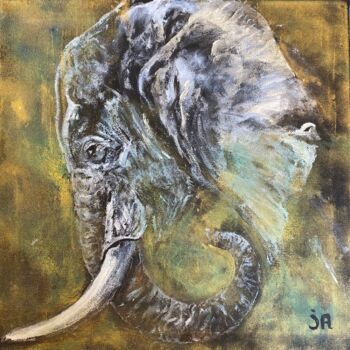 Painting titled "Elephant…. Trompe é…" by Joele Ardans, Original Artwork, Acrylic