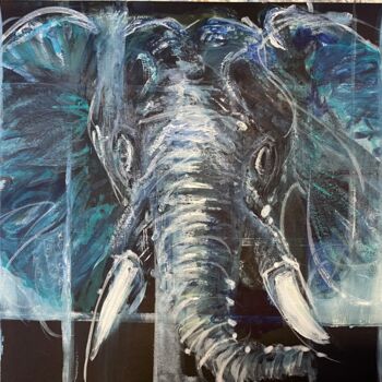 Painting titled "Échec… et éléphant" by Joele Ardans, Original Artwork, Watercolor