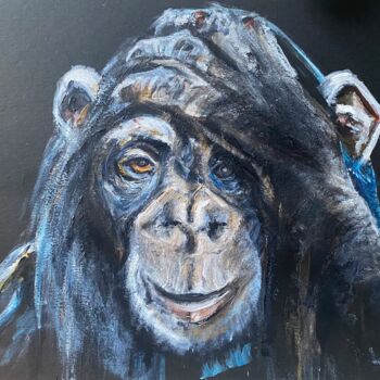 Painting titled "Monkey’s reflexion" by Joele Ardans, Original Artwork, Acrylic