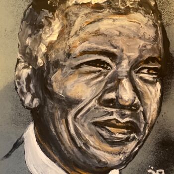 Malarstwo zatytułowany „Mandela” autorstwa Joele Ardans, Oryginalna praca, Akryl