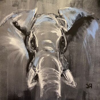 Painting titled "Silver elephant" by Joele Ardans, Original Artwork, Acrylic