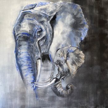 Pintura titulada "Duo d’éléphants" por Joele Ardans, Obra de arte original, Acrílico