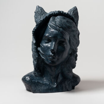 Skulptur mit dem Titel "Chaperon Rouge" von Joëlle Buard, Original-Kunstwerk, Bronze