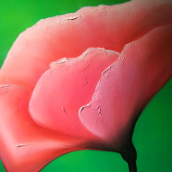 Peinture intitulée "LA GRANDE FLEUR ROSE" par Joêlle Delmas De Gaillac, Œuvre d'art originale, Huile