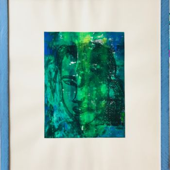 Peinture intitulée "Jeune fille verte" par Joëlle Dubois, Œuvre d'art originale, Encre