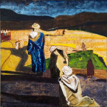 Peinture intitulée "La prière au désert" par Joëlle Dubois, Œuvre d'art originale, Huile