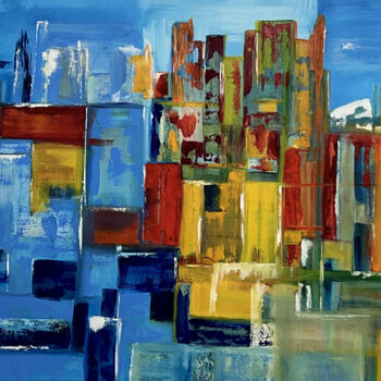 Peinture intitulée "Urban" par Joëlle Dumenil, Œuvre d'art originale, Huile