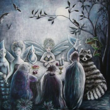 Peinture intitulée "La veillée des fées" par Joëlle Gerardi, Œuvre d'art originale, Acrylique