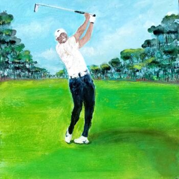Картина под названием "Tiger WOODS, Golfeu…" - Joelle Kehal (Joelle De Lacanau), Подлинное произведение искусства, Акрил Уст…