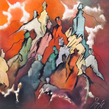 Pintura titulada "Abstraction Humaine…" por Joelle Milazzo, Obra de arte original, Acrílico Montado en Bastidor de camilla d…
