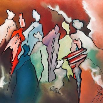 Pittura intitolato "Abstraction Humaine…" da Joelle Milazzo, Opera d'arte originale, Acrilico Montato su Telaio per barella…