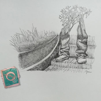 Rysunek zatytułowany „Chimère dans le mét…” autorstwa Joelle Morisset, Oryginalna praca, Atrament