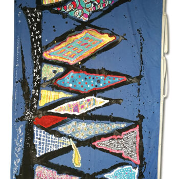 Textile Art titled "tenture losange sur…" by Joelle Morisset, Original Artwork, Acrylic