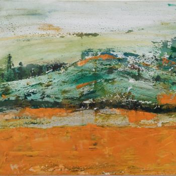 Painting titled "Paysage de montage" by Joelle Neveux Frayssinet (JNF), Original Artwork, Acrylic