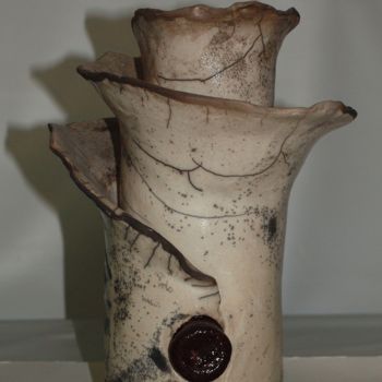 Escultura intitulada "vase spirale Raku" por Joëlle Thanel, Obras de arte originais, Cerâmica