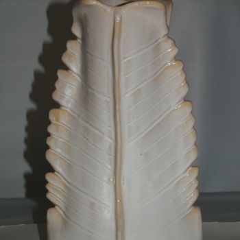 Sculpture titled "vase "feuille" Email" by Joëlle Thanel, Original Artwork, Ceramics