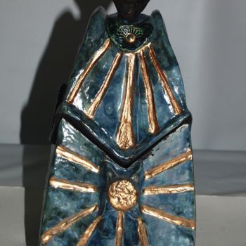 Sculpture intitulée "boite Africaine Ble…" par Joëlle Thanel, Œuvre d'art originale, Céramique