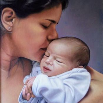 Schilderij getiteld "Ost 40x60 Maternida…" door Joelma Pinheiro, Origineel Kunstwerk