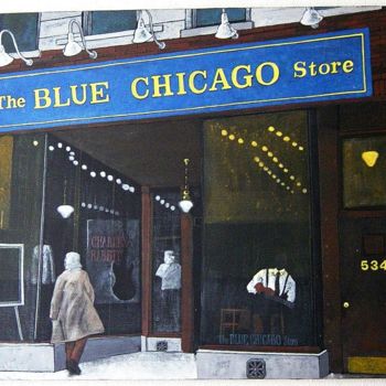 Ζωγραφική με τίτλο "THE BLUE CHICAGO ST…" από José Mayer, Αυθεντικά έργα τέχνης, Ακρυλικό