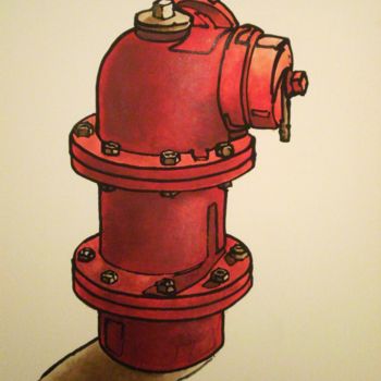 Ζωγραφική με τίτλο "hidrante-chicago.jpg" από José Mayer, Αυθεντικά έργα τέχνης, Ακρυλικό