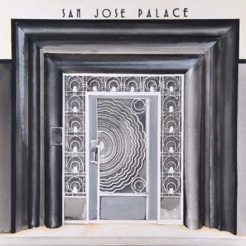 Painting titled "PUERTA EN CALLE SAN…" by José Mayer, Original Artwork, Acrylic