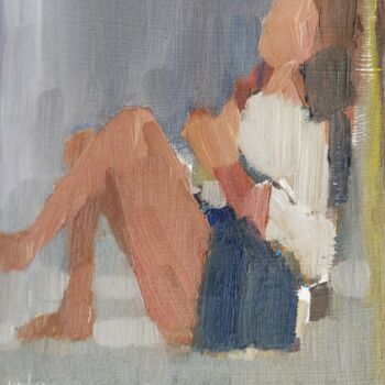 Painting titled "Girl sitting" by Joseph Mahon, Original Artwork, Oil