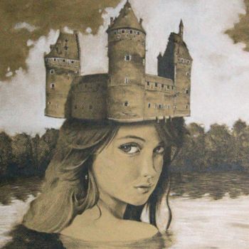 Disegno intitolato "Lady of the Lake" da Joeri Van Royen, Opera d'arte originale, Altro