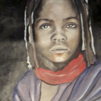 Pintura titulada "Mujer  de  pañuelo…" por Johan, Obra de arte original