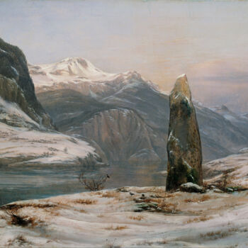 "Winter at the Sogne…" başlıklı Tablo Johan Christian Dahl tarafından, Orijinal sanat, Petrol