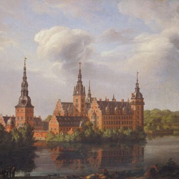 "Frederiksborg Castle" başlıklı Tablo Johan Christian Dahl tarafından, Orijinal sanat, Petrol
