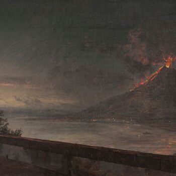 "View towards Vesuvi…" başlıklı Tablo Johan Christian Dahl tarafından, Orijinal sanat, Petrol