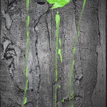 Malerei mit dem Titel "3-green-flowers-abs…" von Johan Hagendorens, Original-Kunstwerk, Acryl