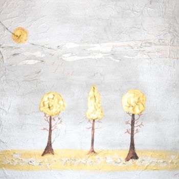Pintura intitulada "golden-trees.jpg" por Johan Hagendorens, Obras de arte originais, Acrílico
