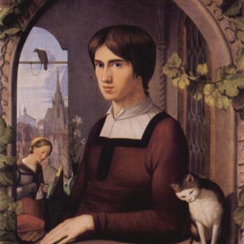 Painting titled "Portrait du peintre…" by Johann Friedrich Overbeck, Original Artwork, Oil