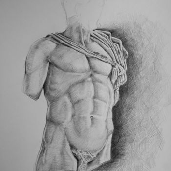 Tekening getiteld "Diomedes" door Johann Krammer, Origineel Kunstwerk, Potlood