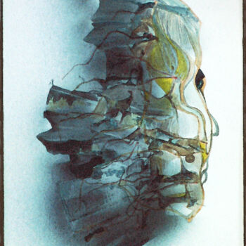 Digital Arts titled "Änkan" by Johann Sidlo, Original Artwork, Watercolor Mounted on Wood Stretcher frame
